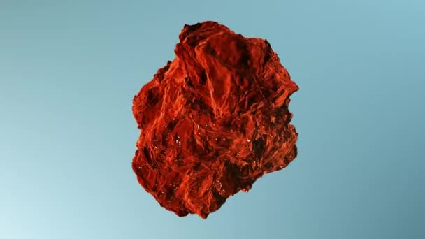 Animace 3D obrovský tvar s tekutou červenou barvou povrchu — Stock video