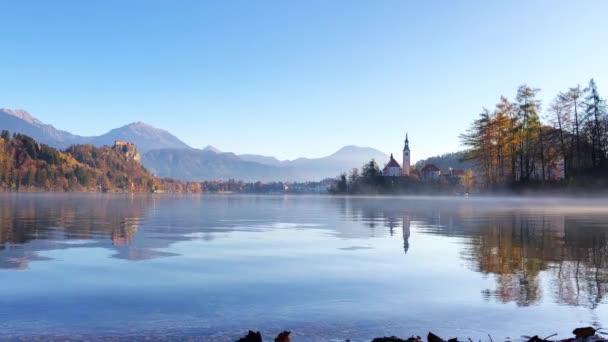 Krásné měkké video Bled Lake krajiny — Stock video