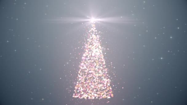 Merry Christmas video greeting card. Christmas tree from particulars — Stock Video
