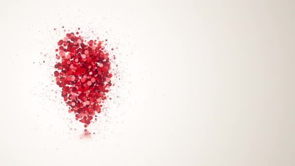 Valentine Day cumprimentando animação, girando um coração de um monte de particular — Vídeo de Stock