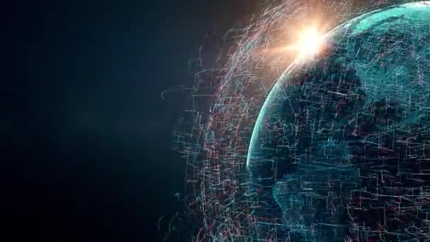 Wereldwijde netwerkanimatie, 3D-animatie die wereldwijde informatie symboliseert — Stockvideo