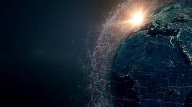 Işık efektli dijital dünyanın gelecekteki teknoloji animasyonu