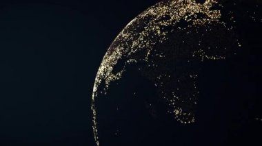 Dünya gezegeninin dönen altın küresinin animasyonu.