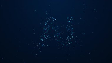Yapay zeka harflerinin kare elementlerden, soyut teknolojik animasyonlardan oluşturulmasının dinamik animasyonu