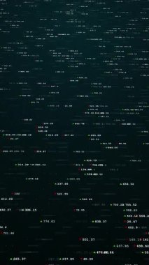 Hisse senedi fiyatlarını simgeleyen numaraların animasyonu. Değişkenlik fiyatını gösteren finansal rakamlar ve diyagramlar, 4K küresel iş animasyonu