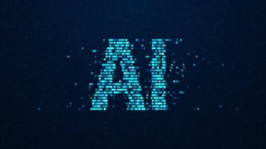 Altıgen elementlerden yapay zeka harflerinin şekillendirilmesinin dinamik animasyonu, soyut teknoloji animasyonu