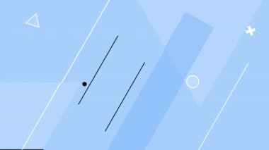 Açık mavi arkaplan üzerindeki geometrik nesnelerin ve şekillerin 2B animasyonu, 4K canlandırmalı arkaplan