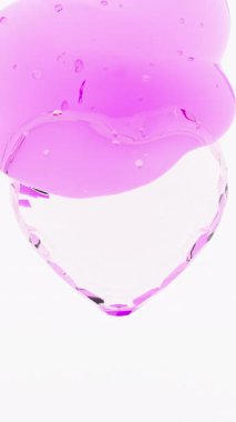 Pembe jel ve köpüklü 3 boyutlu elmas kalp. Sevgililer Günü için aşk konsepti, beyaz arka plan. 4k dikey canlandırma.