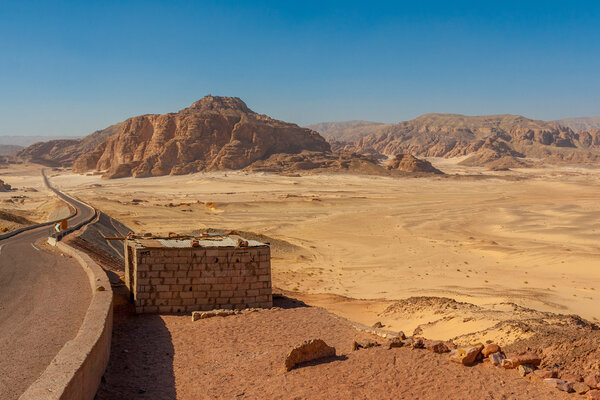 Road and Mountains in the Sinai desert