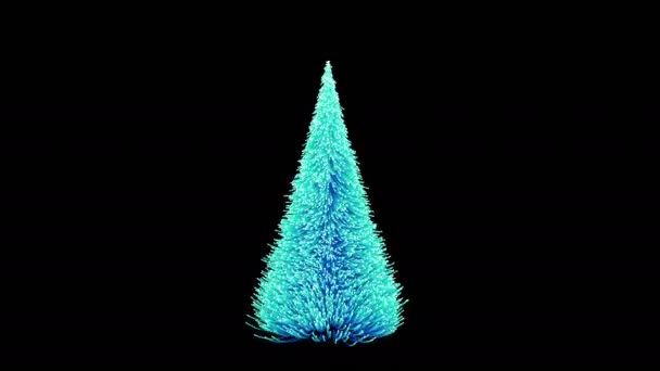 成长和旋转火花回路 4 k 蓝色圣诞树 — 图库视频影像