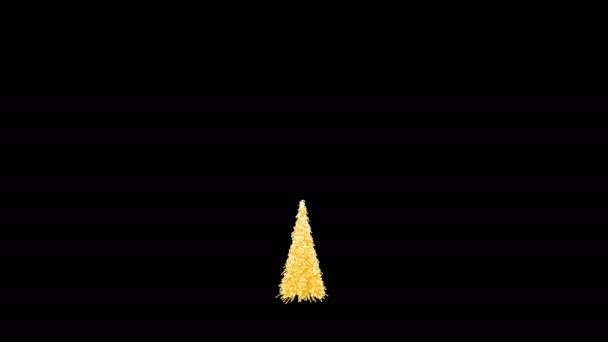 Vokser opp og roterer et gult juletre med gnistrende løkke 4K – stockvideo