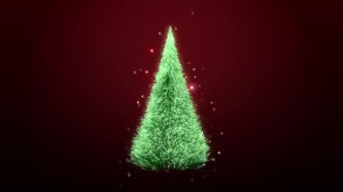 büyüyen ve pırıltılar döngü 4 k ile yeşil bir Noel ağacı döndürme