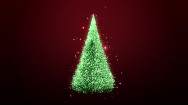Crecer y girar un árbol de navidad verde con lazo de destellos 4K — Vídeo de stock
