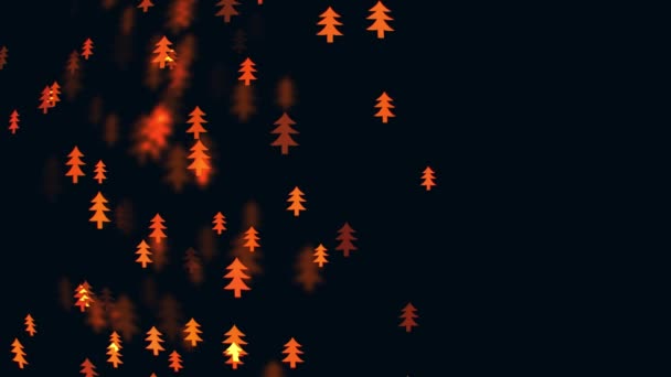 Slow motion van de wazig en gloeiende kleine kerstbomen — Stockvideo