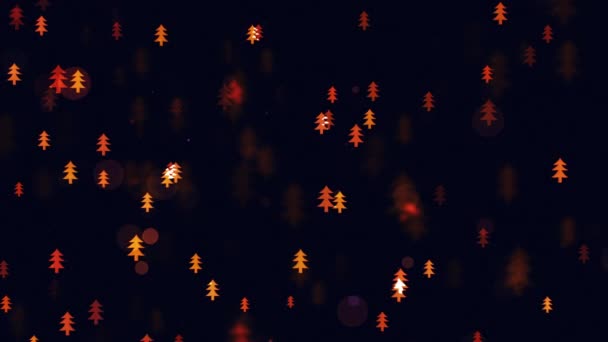 Zeitlupe der verschwommenen und leuchtenden kleinen Weihnachtsbäume — Stockvideo