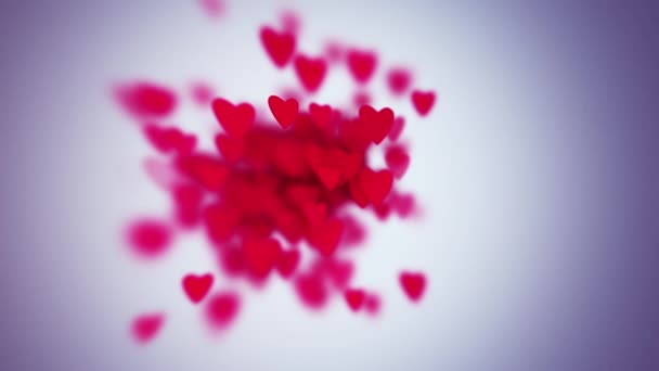 Slow motion the hearts with depth of field, Valentine's Day background. 4K — Stock Video