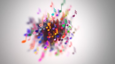 Müzik notaları ağır çekim alan derinliği ile