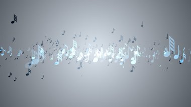Müzik notaları ağır çekim alan derinliği ile