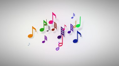 Müzik notaları ağır çekim alan derinliği ile