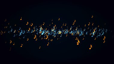 Müzik notaları ağır çekim alan derinliği ile