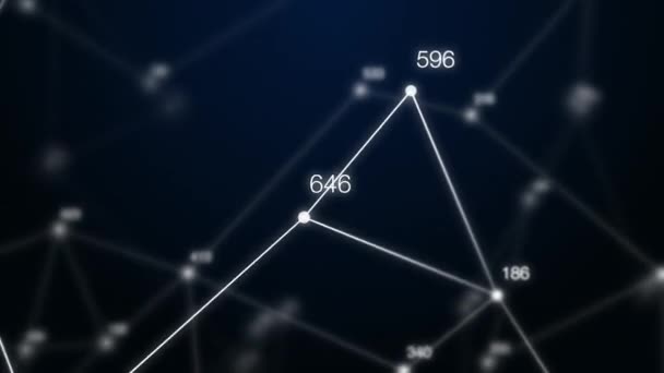 Абстракція геометричного складу з глибиною різкості, ліній, точок і чисел 4K — стокове відео