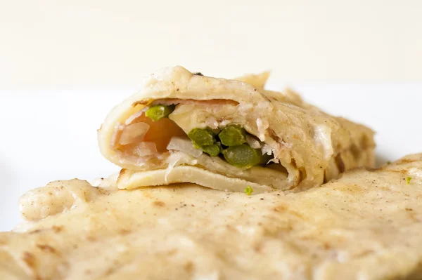 Pancakes with asparagus — Stock Photo, Image