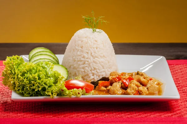 Rice on white plate — Stock Photo, Image