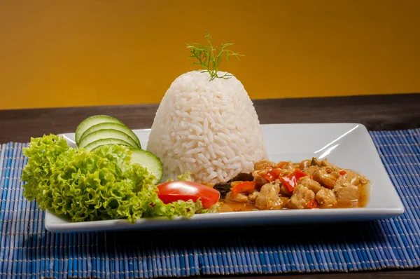 Rice on white plate — Stock Photo, Image