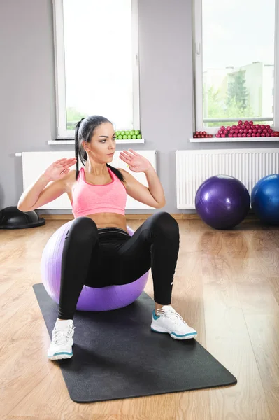Fitness exercises with  ball — Stock Photo, Image