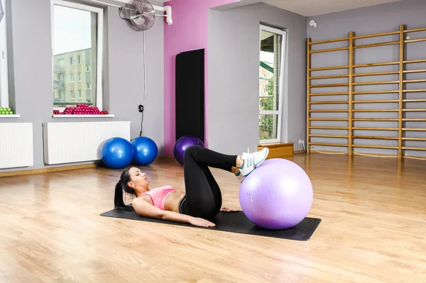 Fitness exercises with  ball — Stock Photo, Image