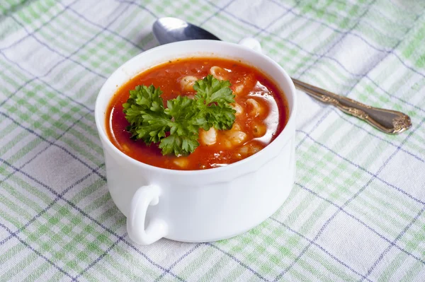 Tomato soup with cheese croutons — Stock Photo, Image