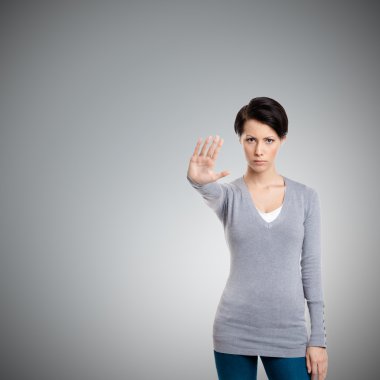 Akıllı kız dur jest gösterilen