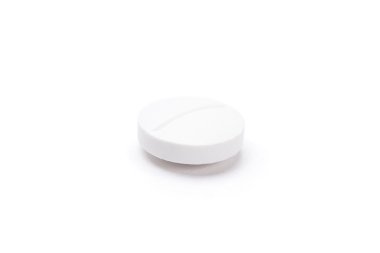 İzole beyaz yuvarlak tablet