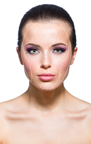 Front view of naked girl before a facelift — Stock Photo, Image