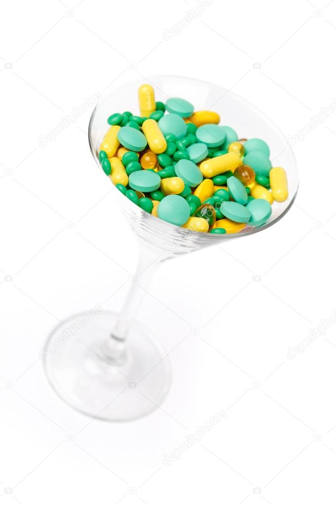 Supplements in the glass, isolated