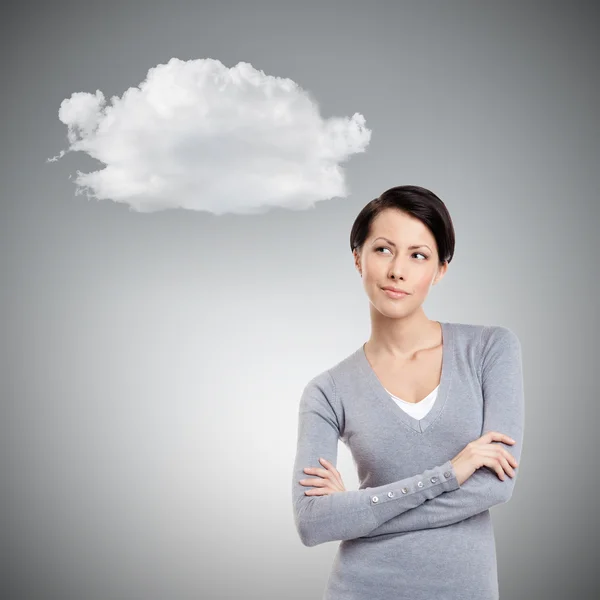 Dreamy mysterious girl with cloud — Stock Photo, Image