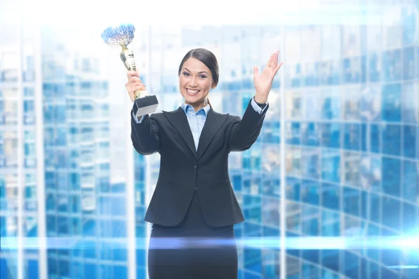 Retrato de mujer de negocios con copa — Foto de Stock