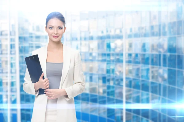 Portrait of female manager with folder — Stock Photo, Image