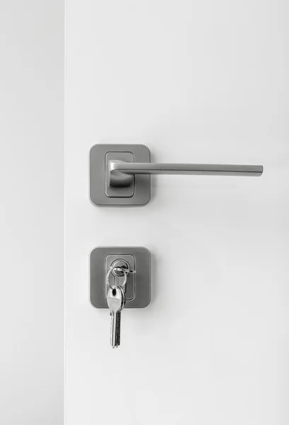 Set of lock and handle on the door — Stock Photo, Image