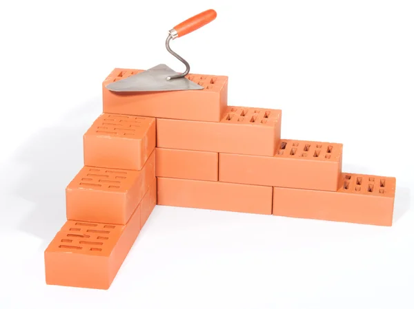 Bricks and trowel — Stock Photo, Image