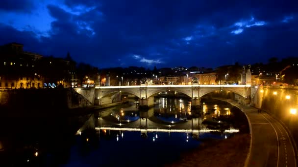 Rome night cityscape, Italy travel diversity — Stok video
