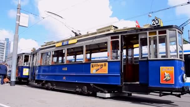 Elektrik miras tramvay Amsterdam, Hollanda. — Stok video