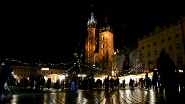 Bazar de Noël, place du marché à Cracovie, Pologne , — Video