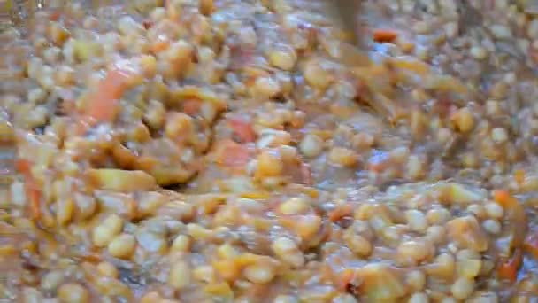 Voedsel bereiding close-up, pea heap diversiteit — Stockvideo