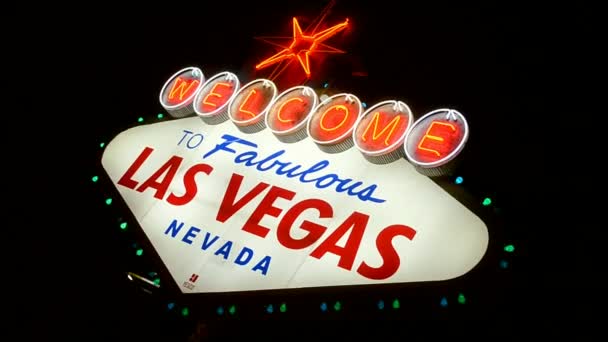 Las Vegas Witamy znak, Las Vegas Strip, Stany Zjednoczone Ameryki. — Wideo stockowe