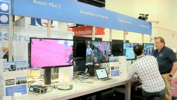 Broadcasting panel demo, NAB Show 2014 exhibition in Las Vegas, USA. — Stock Video