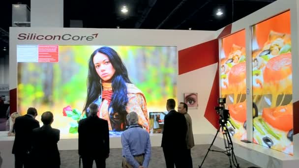 Video wall at the NAB Show 2014 exhibition in Las Vegas, USA. — Stock Video