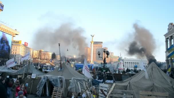 Euro maidan vergadering in Kiev, Oekraïne. — Stockvideo