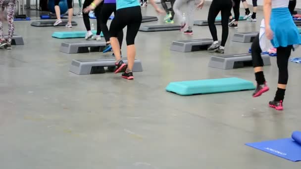 Aerobics exercise, sport diversity. — Stock Video