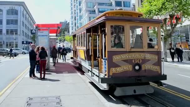 美国加利福尼亚州旧金山的缆车. — 图库视频影像